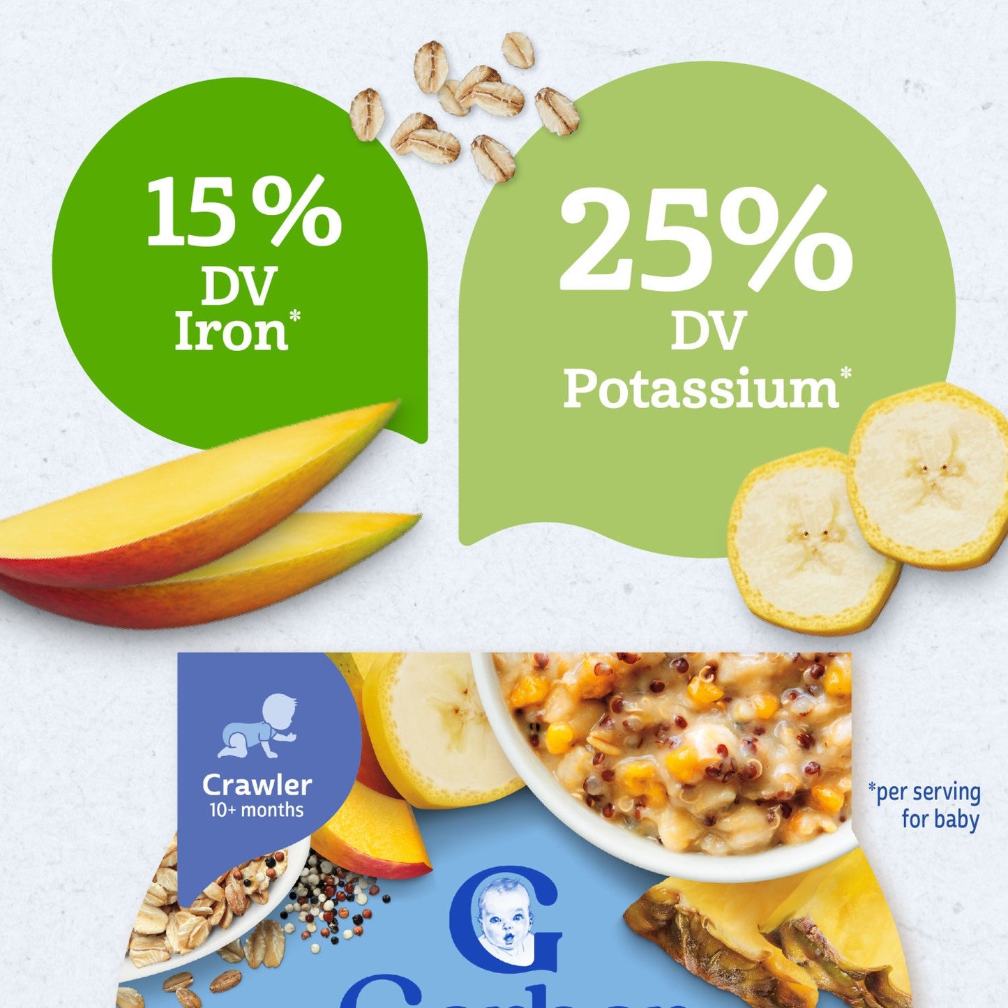 Gerber Organic for Baby Grain & Grow Morning Bowl - Oats Quinoa & Farro with Tropical Fruits