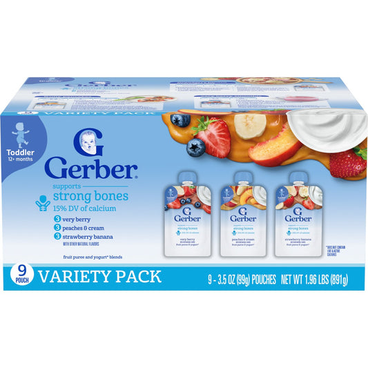 Gerber Snacks for Toddler Pouches Variety Pack - Fruit & Yogurt Favorites
