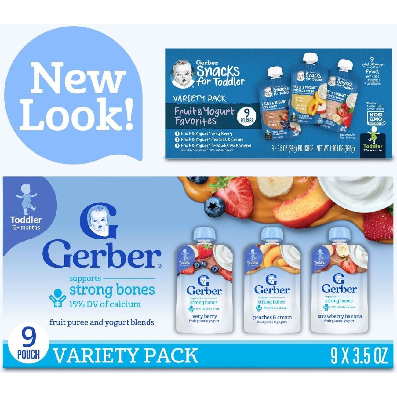 Gerber Snacks for Toddler Pouches Variety Pack - Fruit & Yogurt Favorites