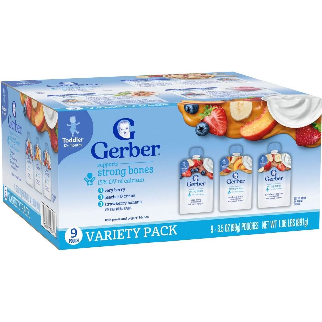 Gerber Snacks for Toddler Pouches Variety Pack - Fruit & Yogurt Favorites