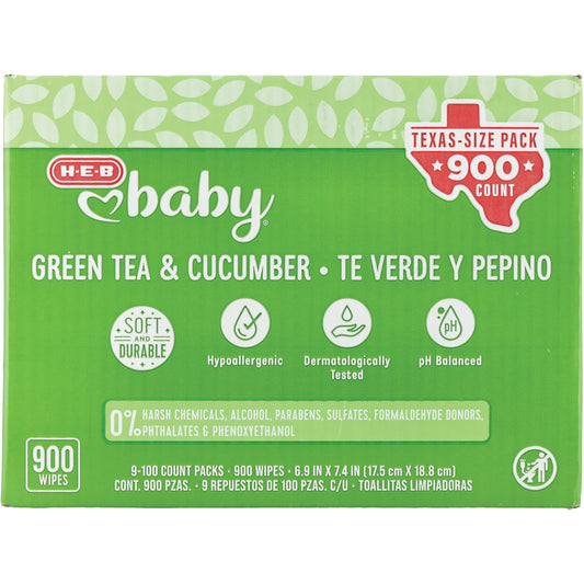 H-E-B Baby Green Tea & Cucumber Wipes - Texas-Size Pack