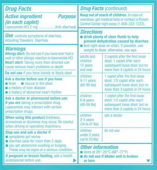 Imodium A-D Diarrhea Relief Caplets with Loperamide HCl