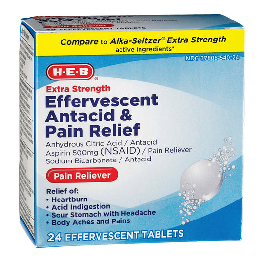H-E-B Extra Strength Antacid & Pain Relief Effervescent Tablets