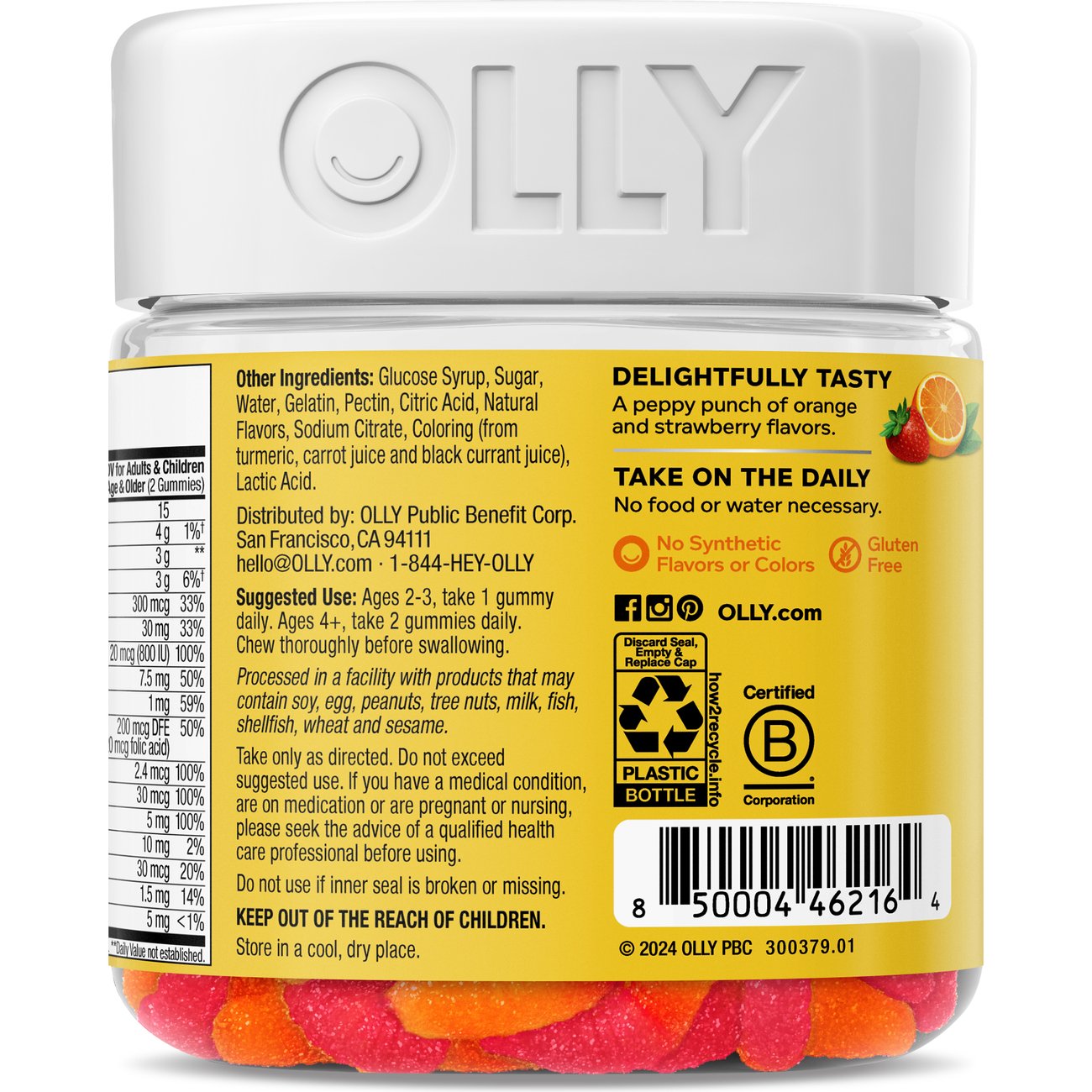 OLLY Kids Multivitamin & Zinc 120 mcg Folic Acid Gummy Worms - Sour Fruit Punch