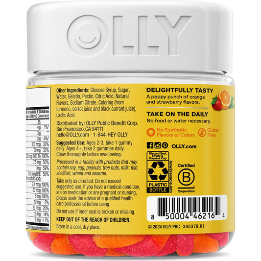 OLLY Kids Multivitamin & Zinc 120 mcg Folic Acid Gummy Worms - Sour Fruit Punch