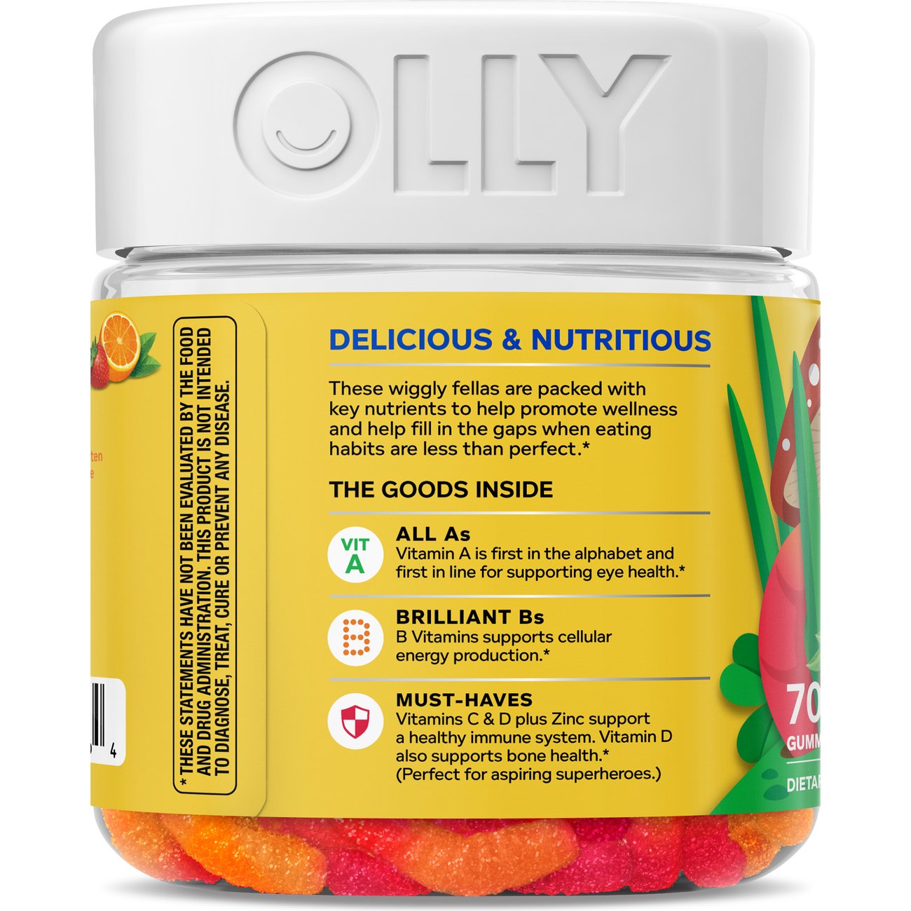 OLLY Kids Multivitamin & Zinc 120 mcg Folic Acid Gummy Worms - Sour Fruit Punch