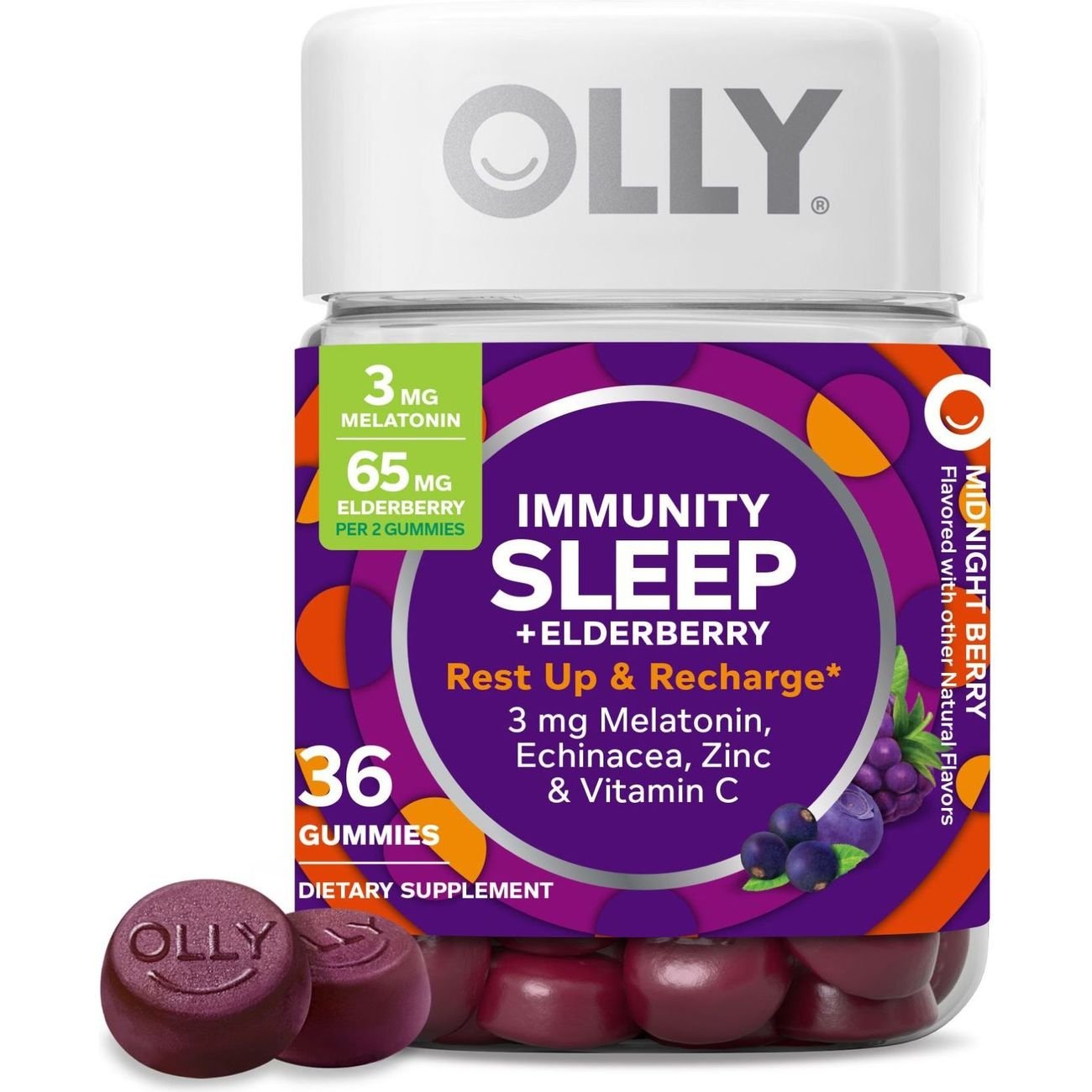 OLLY Immunity Sleep with 65 mg Elderberry & 3 mg Melatonin Gummies - Berry