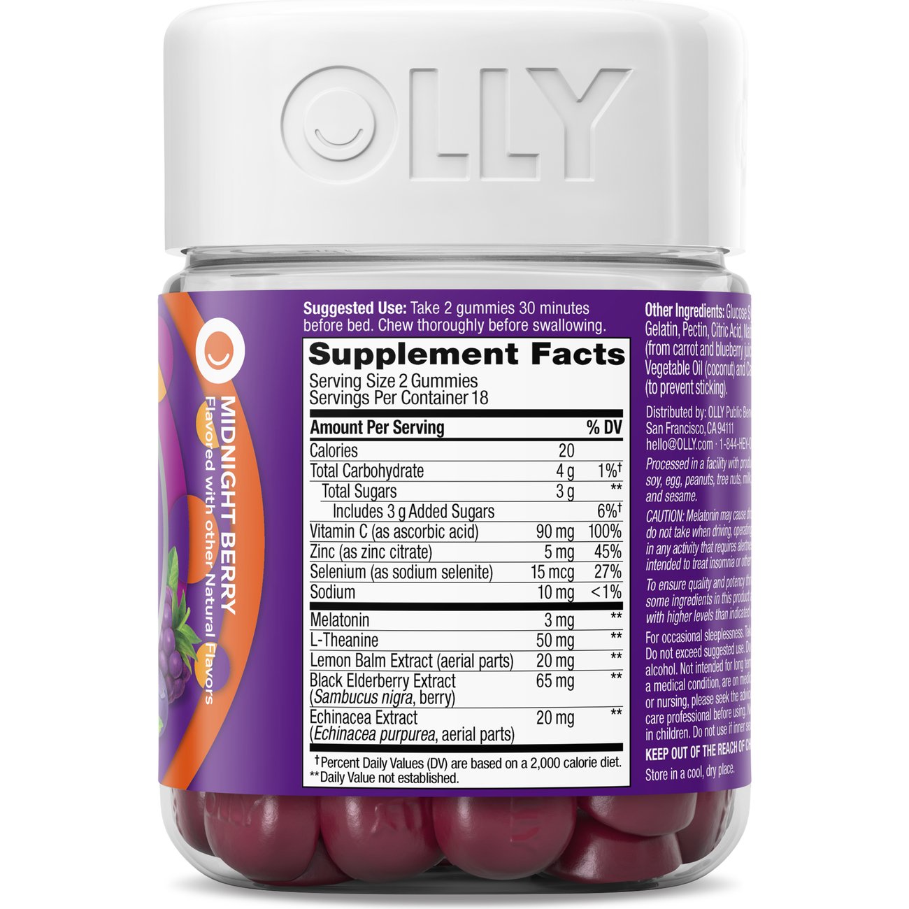 OLLY Immunity Sleep with 65 mg Elderberry & 3 mg Melatonin Gummies - Berry