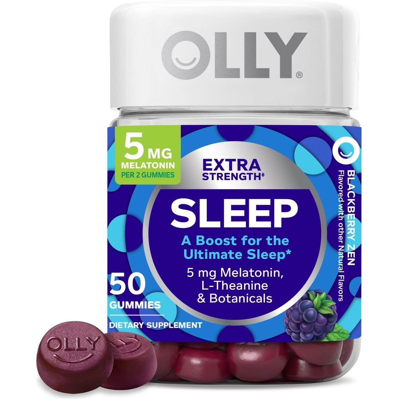 OLLY Extra Strength Melatonin & L-Theanine 5mg Sleep Gummies - Blackberry
