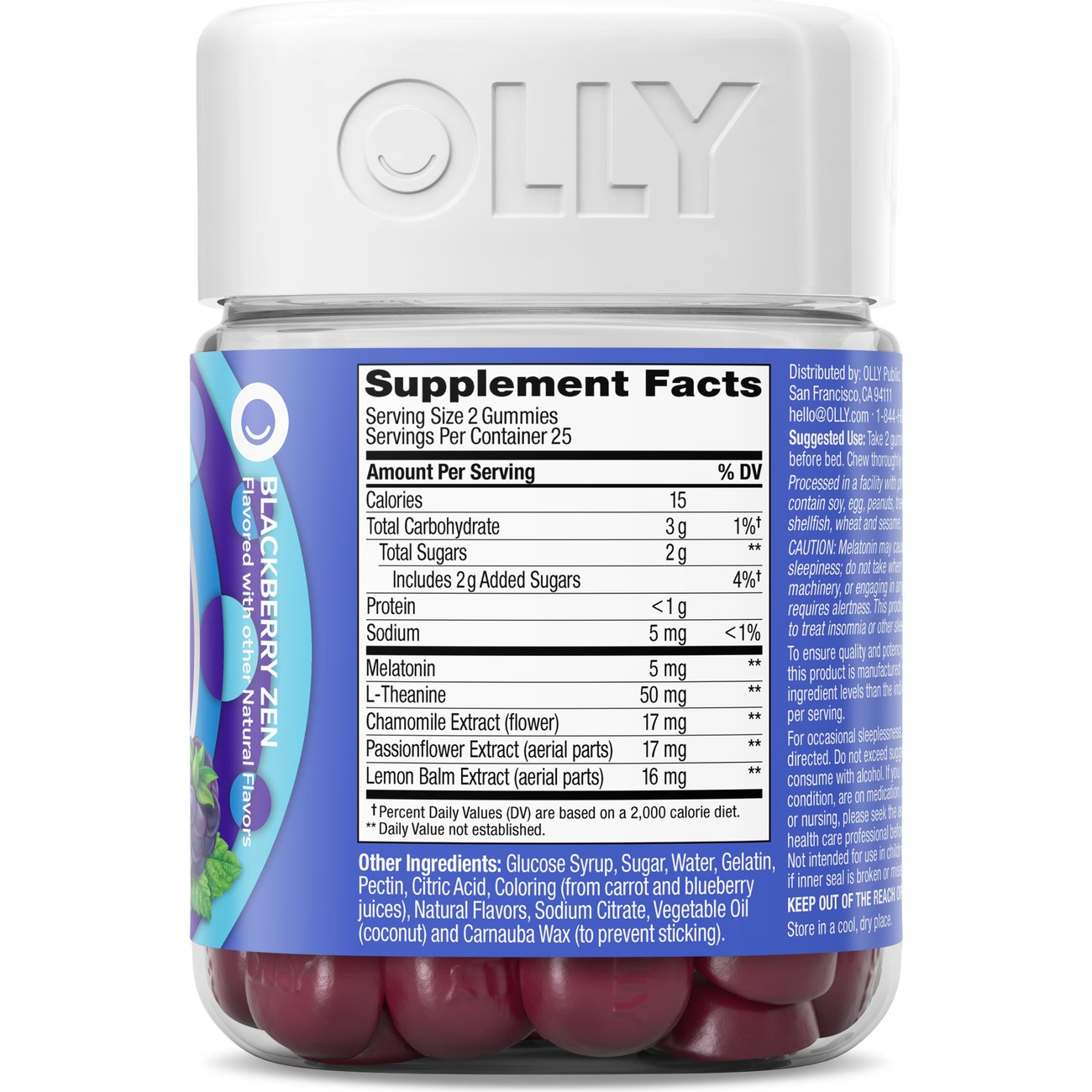 OLLY Extra Strength Melatonin & L-Theanine 5mg Sleep Gummies - Blackberry