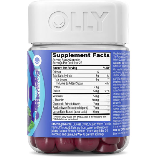 OLLY Extra Strength Melatonin & L-Theanine 5mg Sleep Gummies - Blackberry