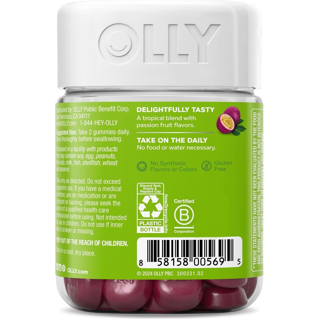 OLLY Daily Energy CoQ10 & B12 Caffeine Free Gummies - Tropical Passion