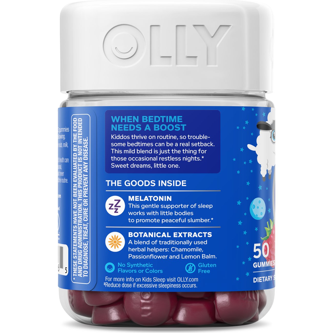 OLLY Kids Melatonin & L-Theanine .5 mg Sleep Gummies - Raspberry