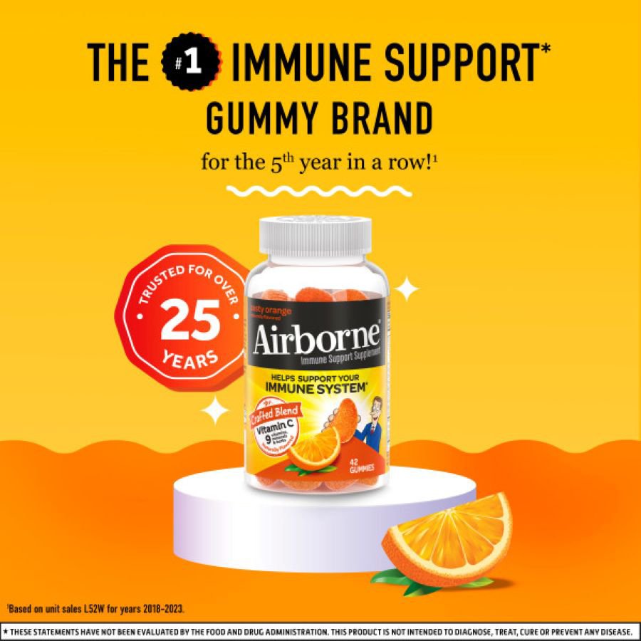 Airborne Immune Support Gummies, Zesty Orange