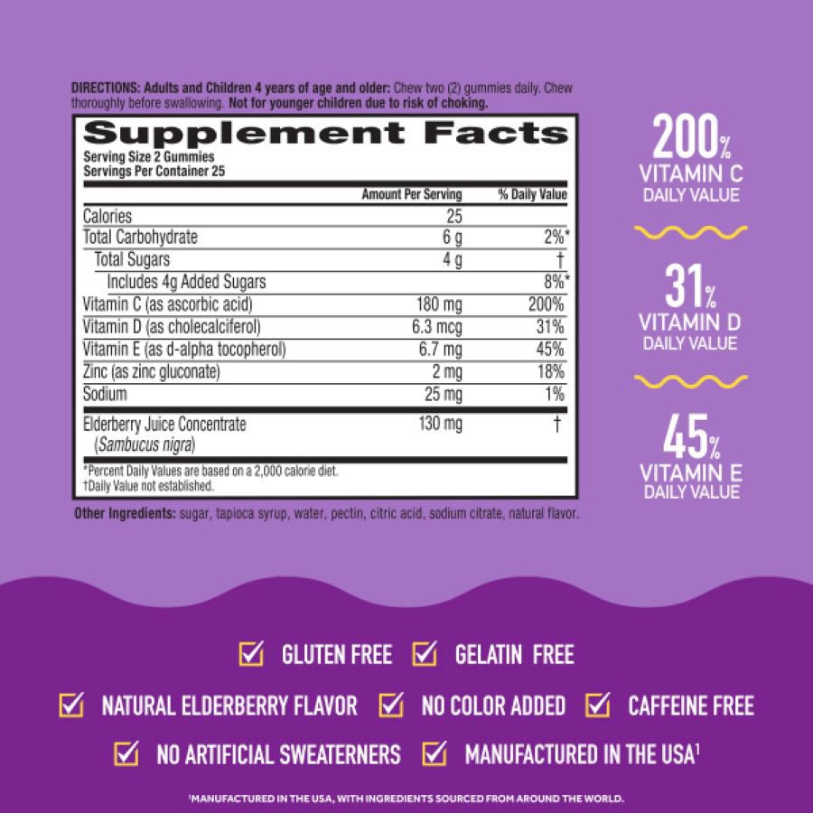 Airborne Elderberry + Zinc & Vitamin C Gummies For Adults