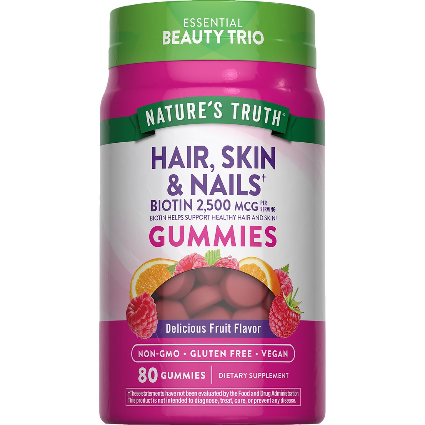Nature's Truth Hair, Skin & Nails Biotin 2500mcg Gummies - Fruit Flavor