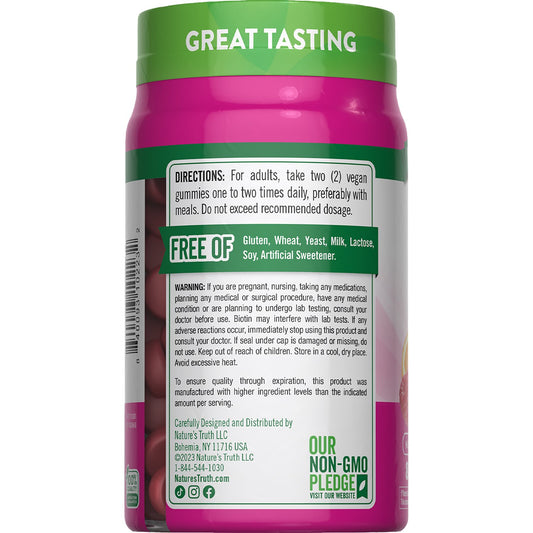Nature's Truth Hair, Skin & Nails Biotin 2500mcg Gummies - Fruit Flavor