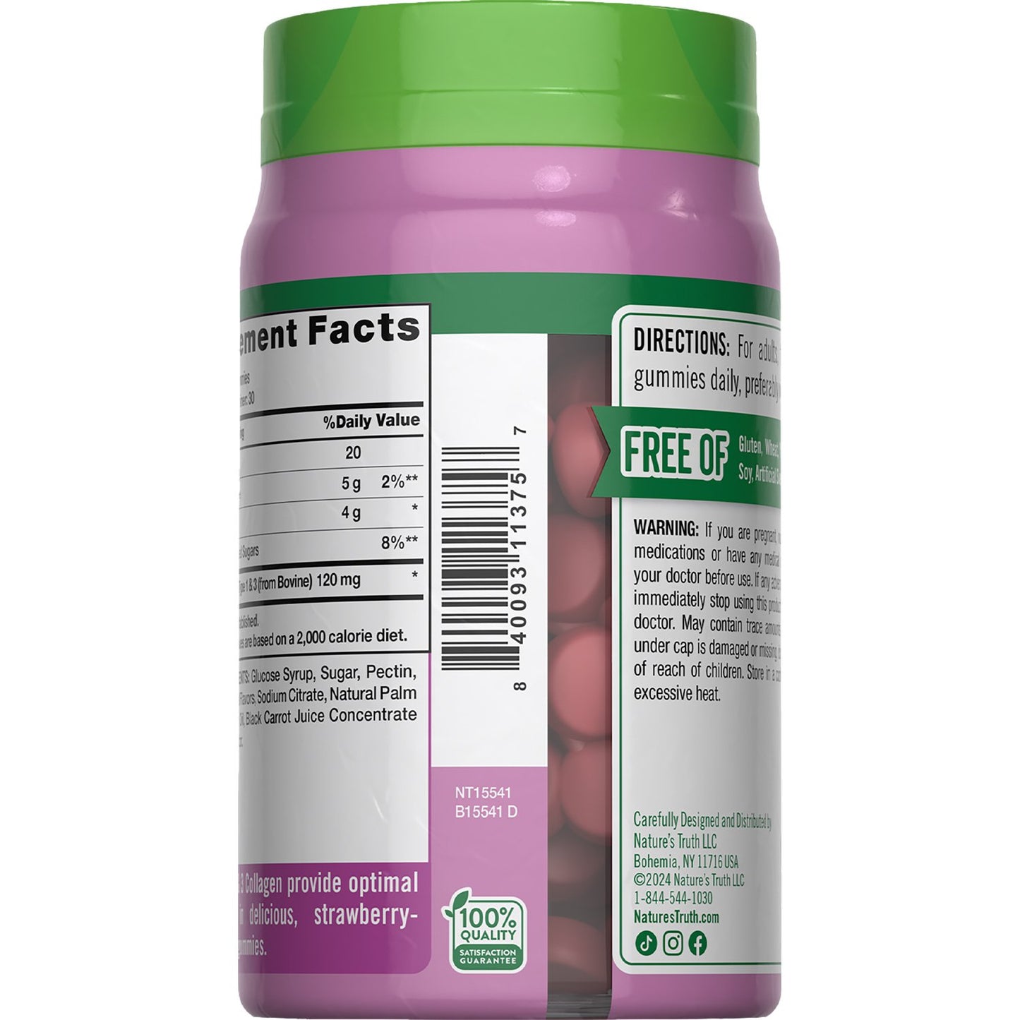 Nature's Truth Type 1 + 3 Collagen Peptides Gummies - Strawberry