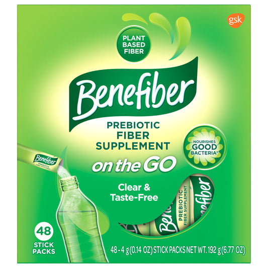 Benefiber On the Go Prebiotic Fiber Supplement Powder for Digestive Health, Unflavored Powder Stick Packs