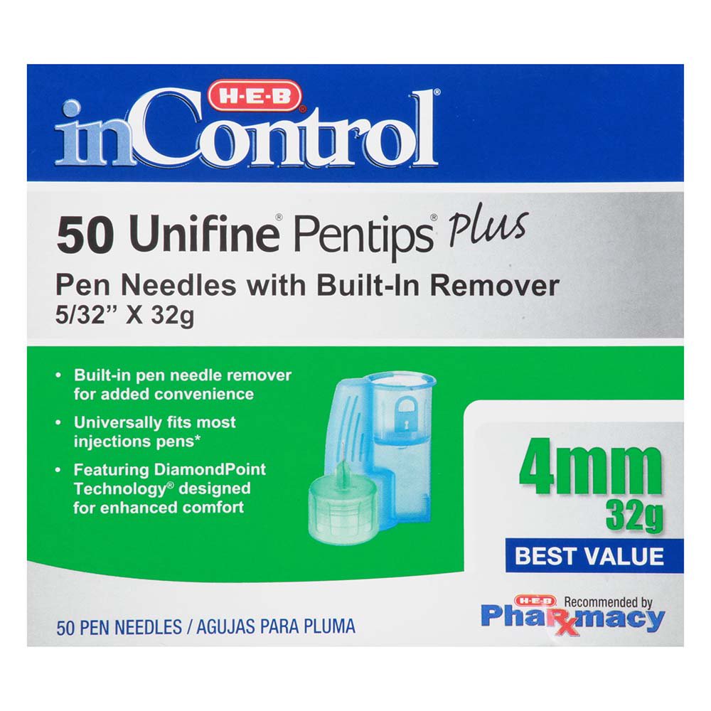 H-E-B InControl Unifine Pentips Plus Pen Needles - 4mm