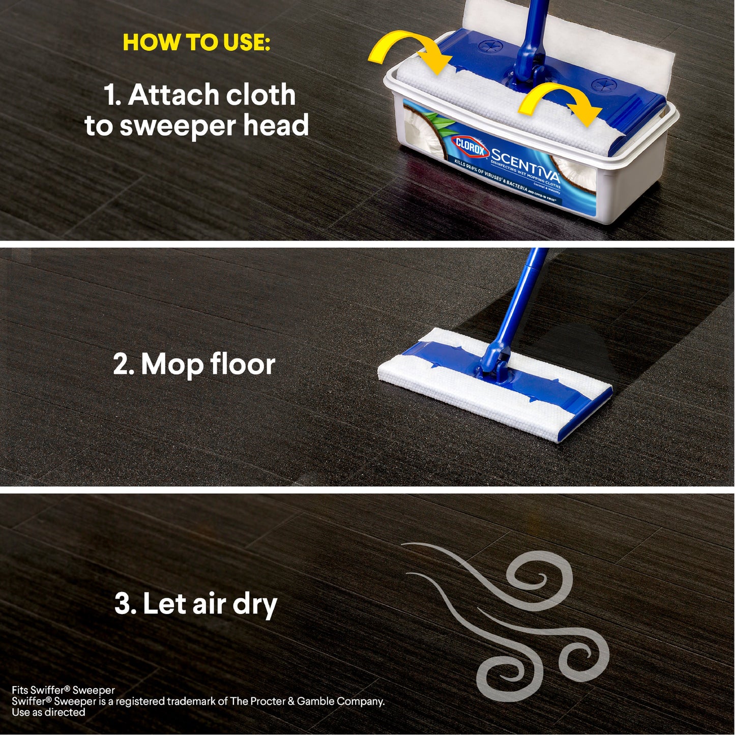 Clorox Scentiva Disinfecting Wet Mopping Refill Cloths - Coconut & Waterlily