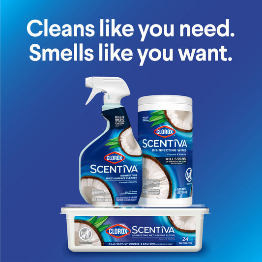 Clorox Scentiva Disinfecting Wet Mopping Refill Cloths - Coconut & Waterlily