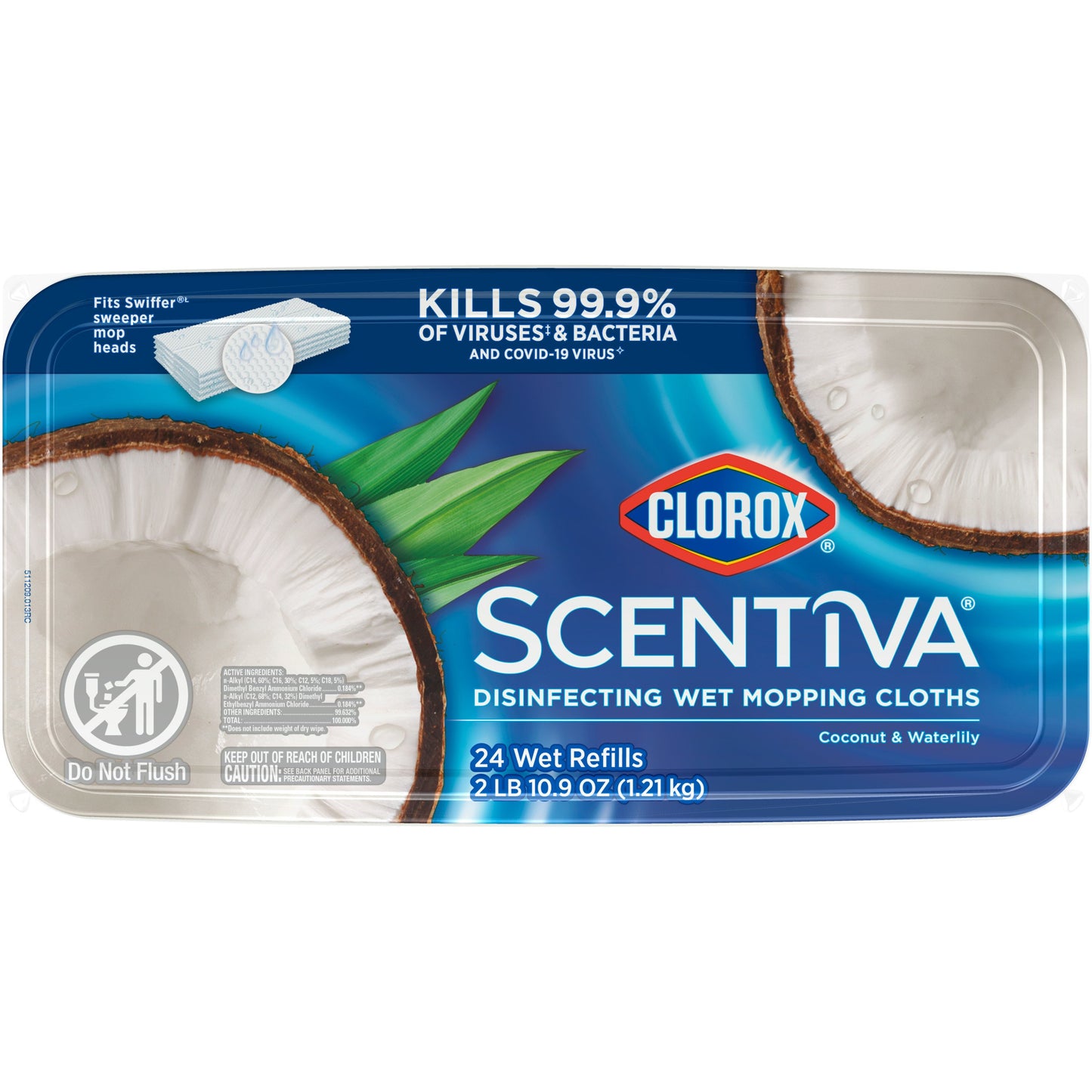 Clorox Scentiva Disinfecting Wet Mopping Refill Cloths - Coconut & Waterlily