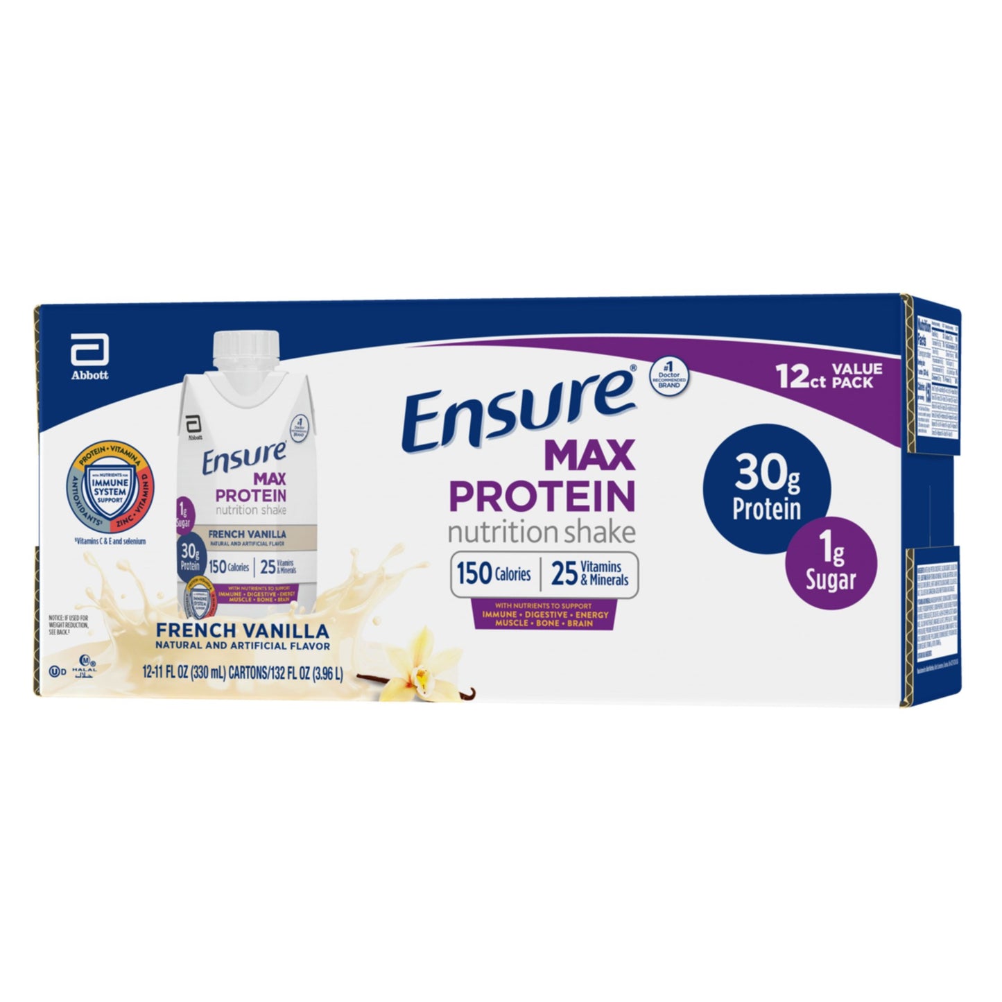Ensure 30g Protein Nutrition Shakes 12 pk - French Vanilla