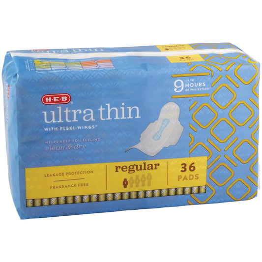 H-E-B Ultra Thin with Flexi-Wings Pads - Regular