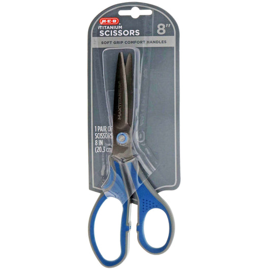 H-E-B Soft Grip Titanium Scissors - Blue