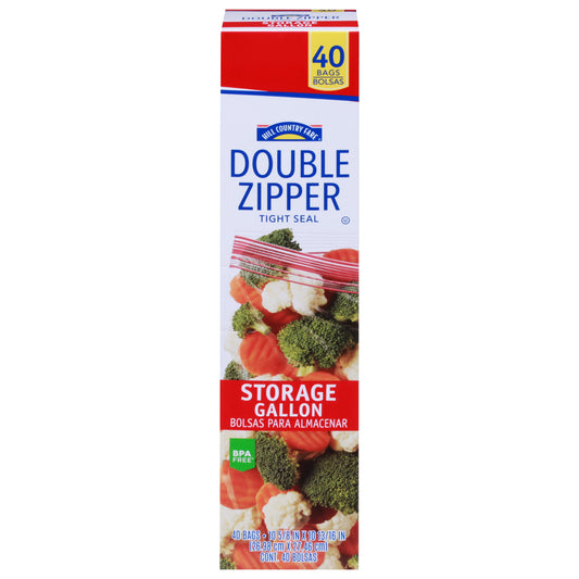 Hill Country Fare Double Zipper Gallon Storage Bags