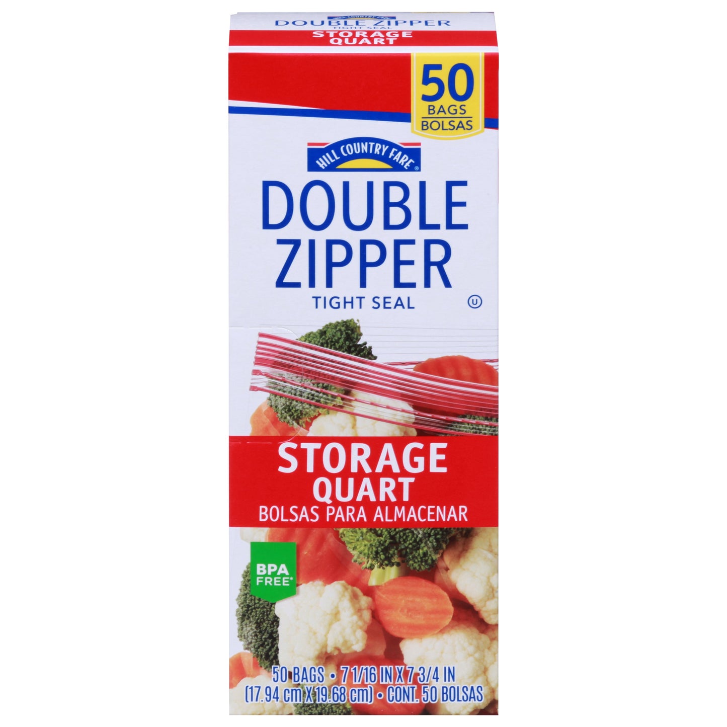 Hill Country Fare Double Zipper Quart Storage Bags