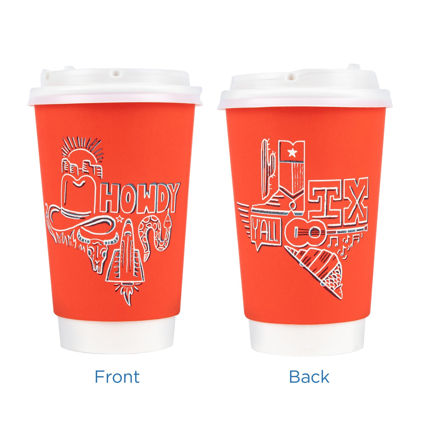 H-E-B Insulated 16 oz Disposable Coffee Cups with Snap-On Lids - Value Pack
