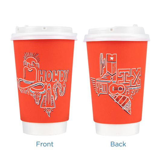 H-E-B Insulated 16 oz Disposable Coffee Cups with Snap-On Lids - Value Pack