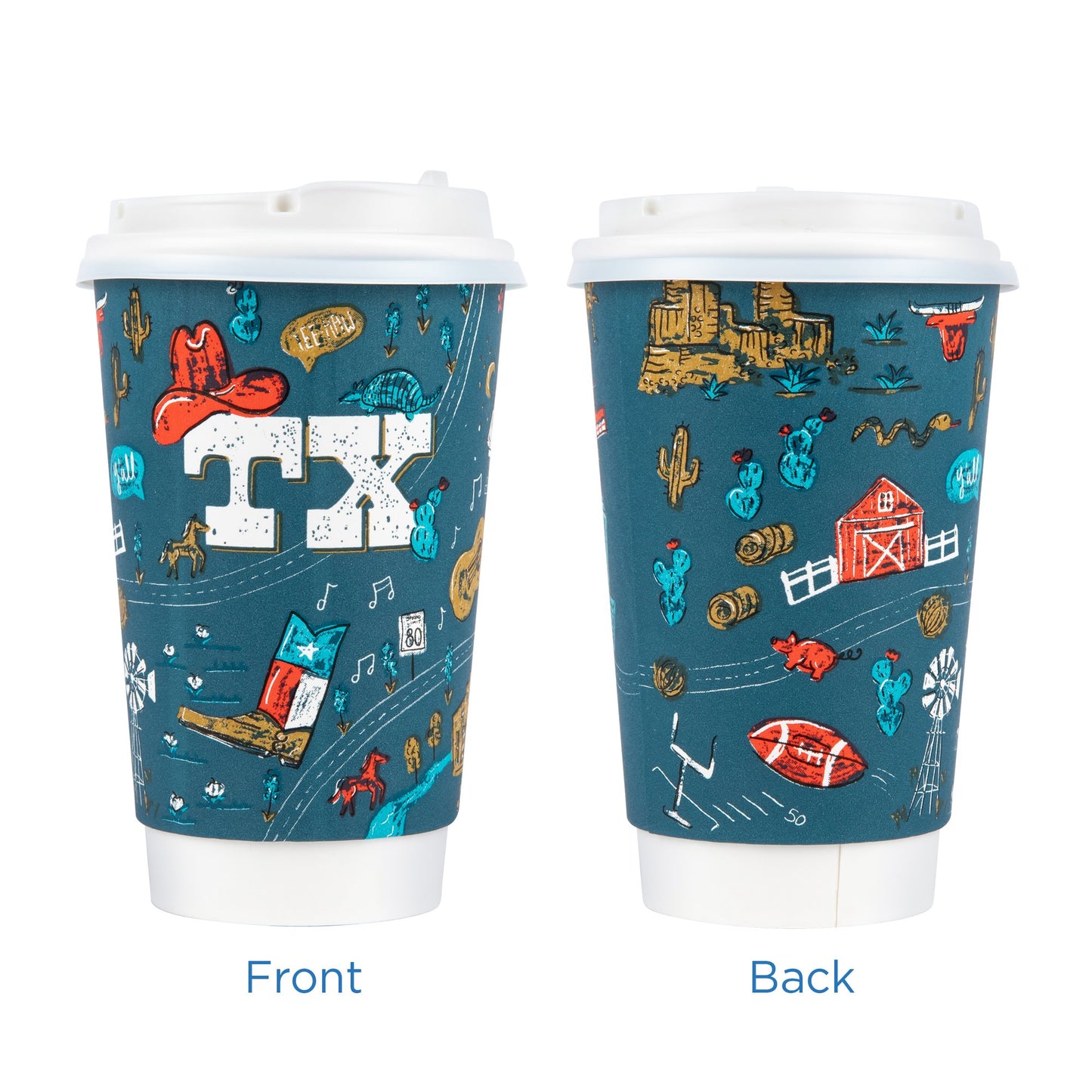 H-E-B Insulated 16 oz Disposable Coffee Cups with Snap-On Lids - Value Pack