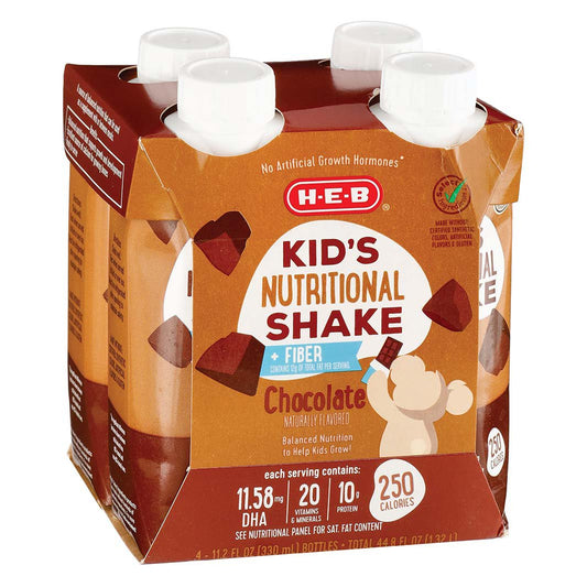 H-E-B Kid's Nutritional Shake + Fiber - Chocolate