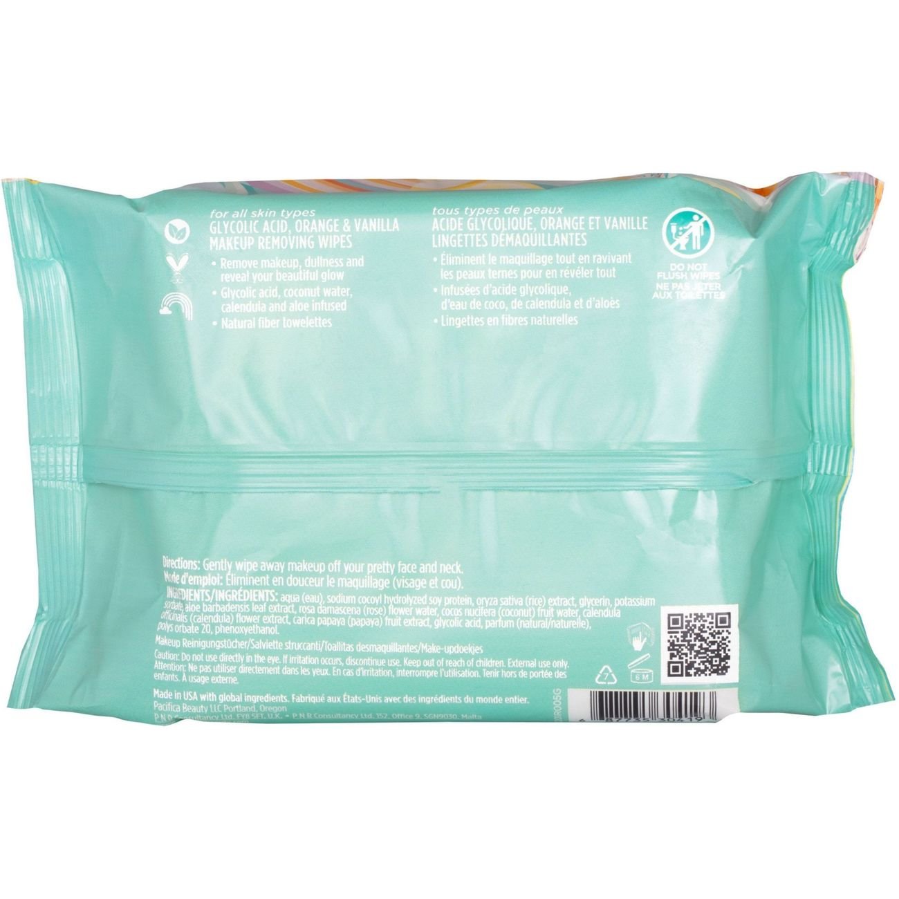 Pacifica Glowing Glycolic Acid Orange & Vanilla Makeup Removing Wipes