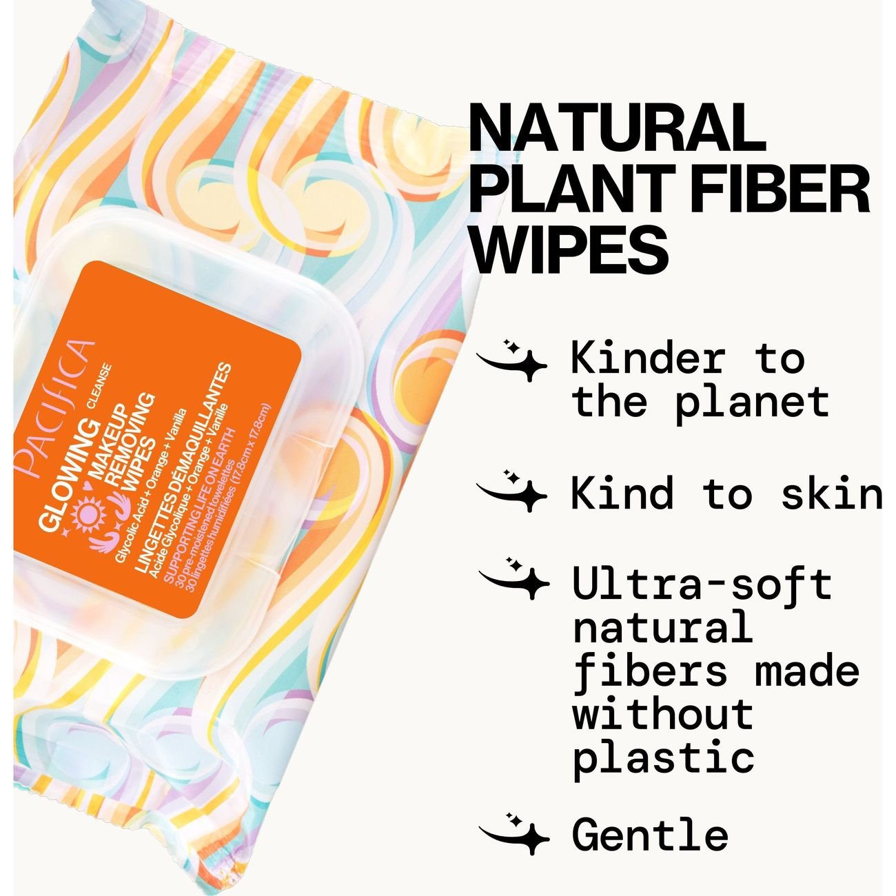 Pacifica Glowing Glycolic Acid Orange & Vanilla Makeup Removing Wipes