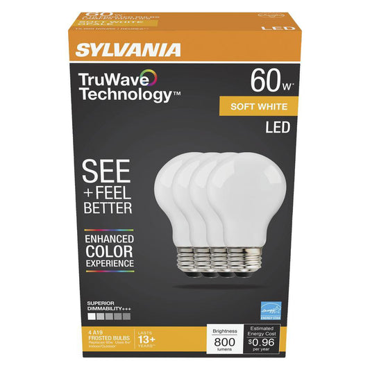 Sylvania TruWave A19 60-Watt Frosted LED Light Bulbs - Soft White