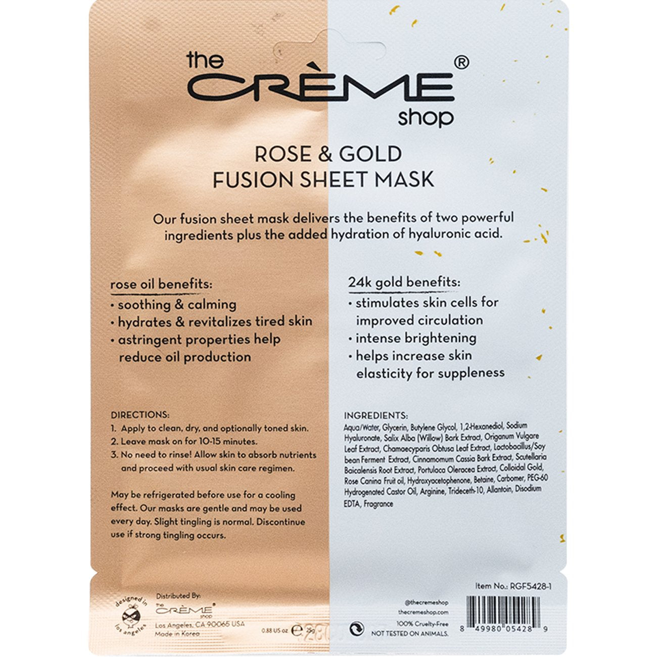 The Crème Shop Rosegold Fusion Face Sheet Mask