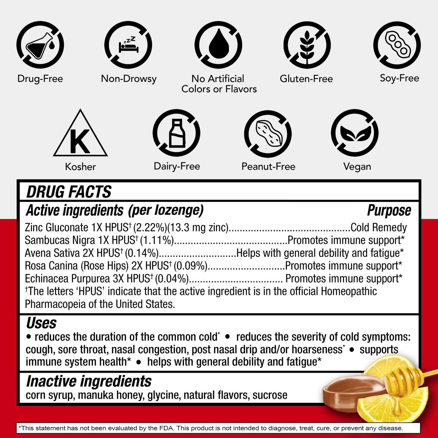 Cold-EEZE Cold Remedy Zinc Lozenges  - Manuka Honey Lemon