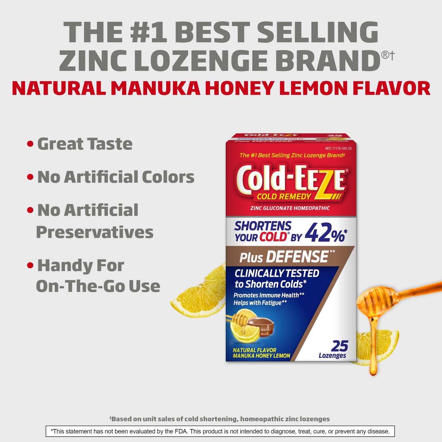 Cold-EEZE Cold Remedy Zinc Lozenges  - Manuka Honey Lemon