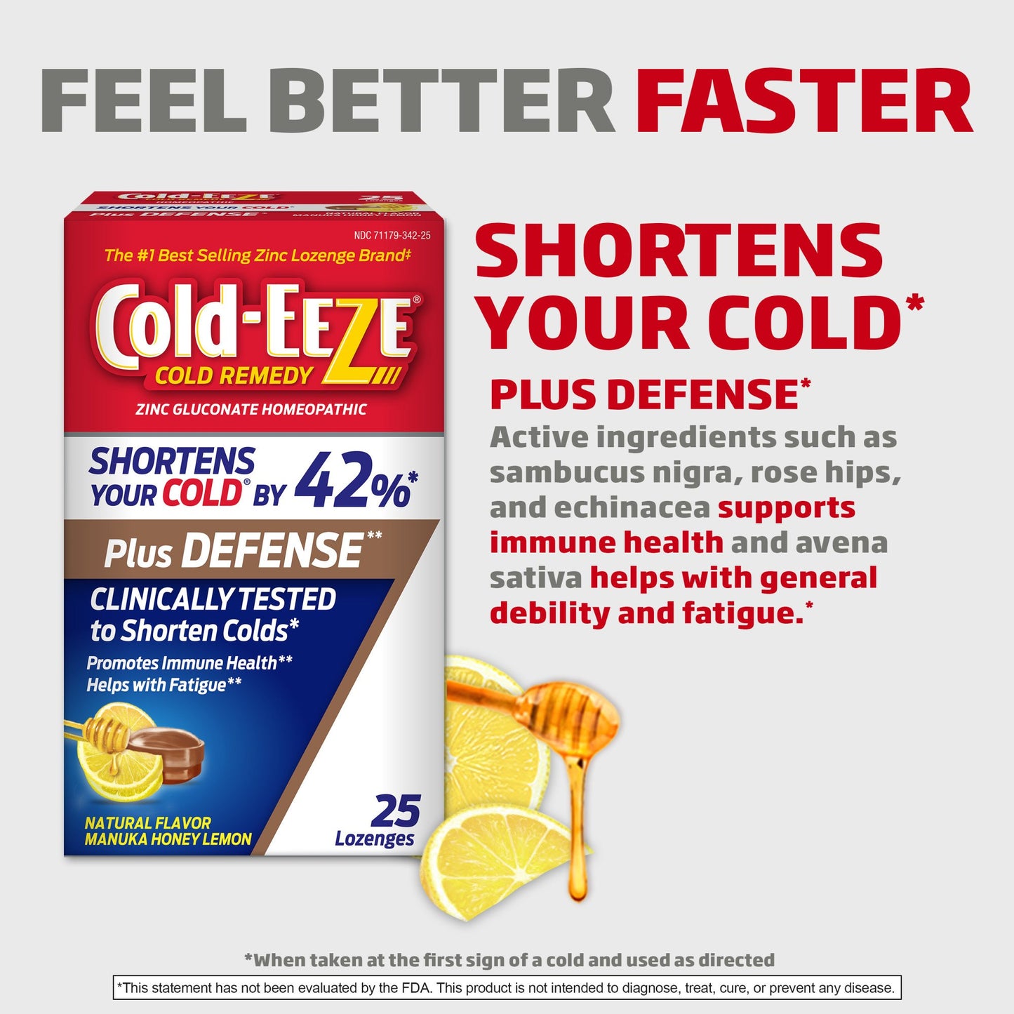 Cold-EEZE Cold Remedy Zinc Lozenges  - Manuka Honey Lemon