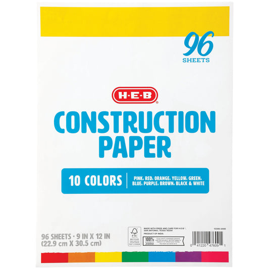 H-E-B Construction Paper - 10 Colors
