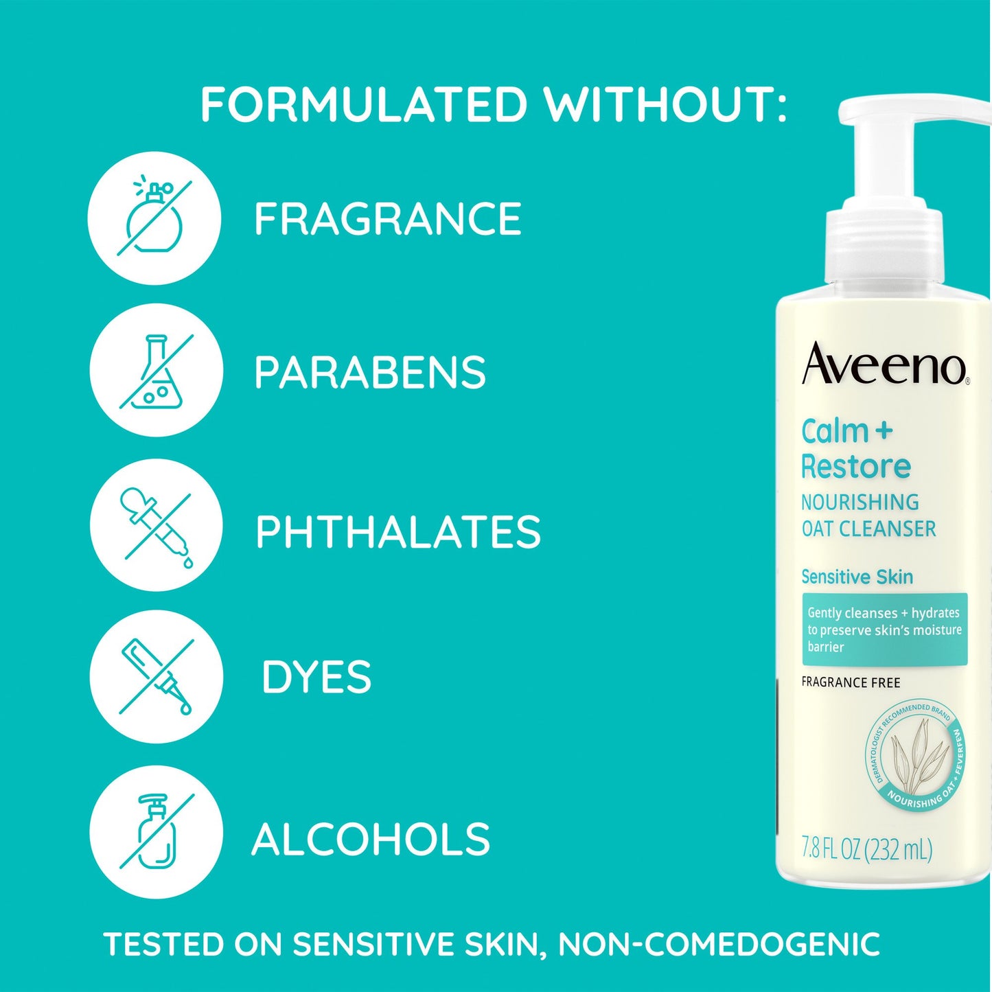 Aveeno Calm + Restore Nourishing Oat Cleanser for Sensitive Skin