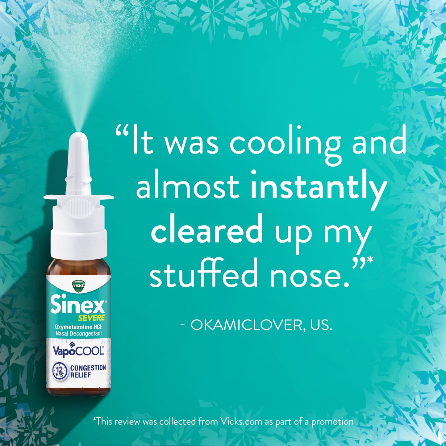 Vicks Sinex SEVERE Nasal Spray with VapoCOOL, Soothing Vicks Vapors, Decongestant Medicine