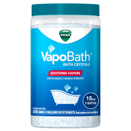 Vicks VapoBath, Bath Crystals, Soothing Non-Medicated Vicks Vapors, Refreshing Aromatherapy with Eucalyptus, Menthol, & Essential Oils