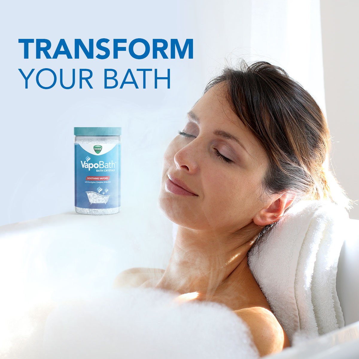 Vicks VapoBath, Bath Crystals, Soothing Non-Medicated Vicks Vapors, Refreshing Aromatherapy with Eucalyptus, Menthol, & Essential Oils
