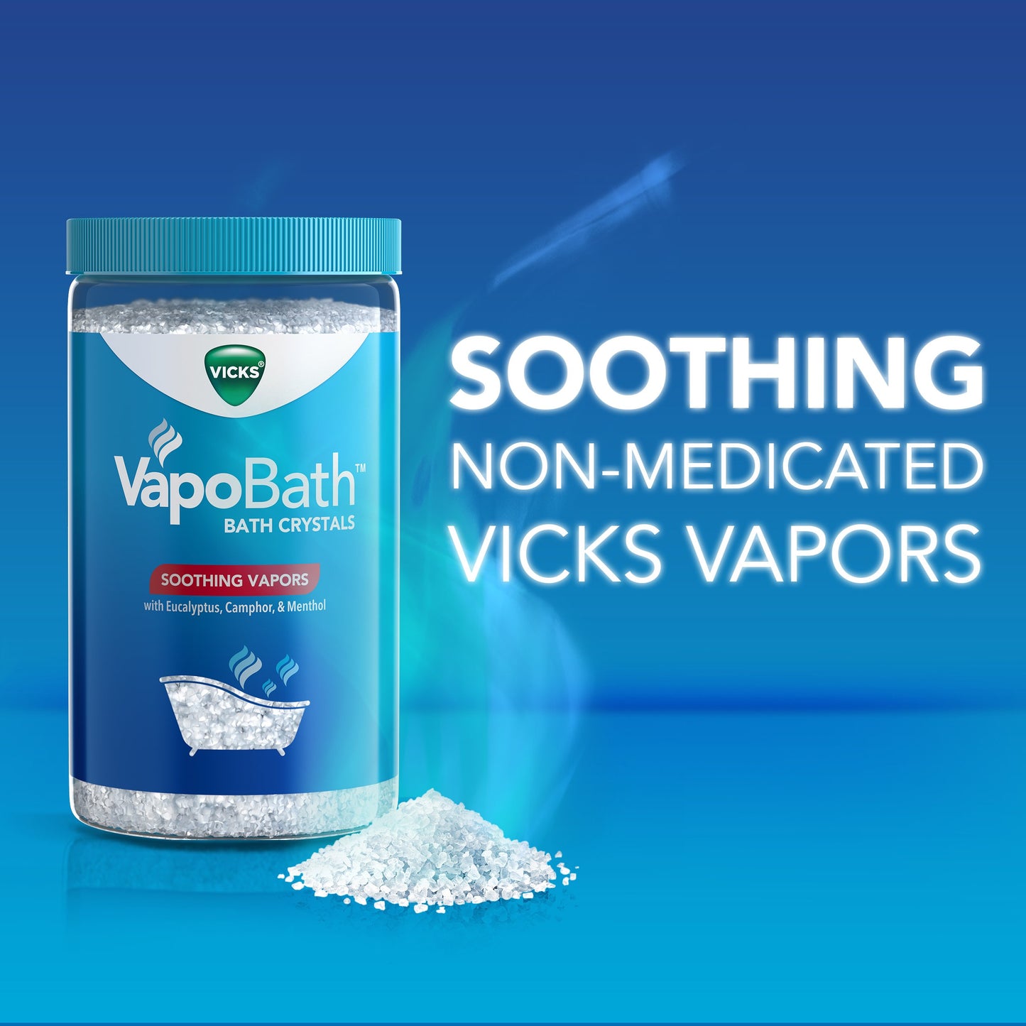 Vicks VapoBath, Bath Crystals, Soothing Non-Medicated Vicks Vapors, Refreshing Aromatherapy with Eucalyptus, Menthol, & Essential Oils