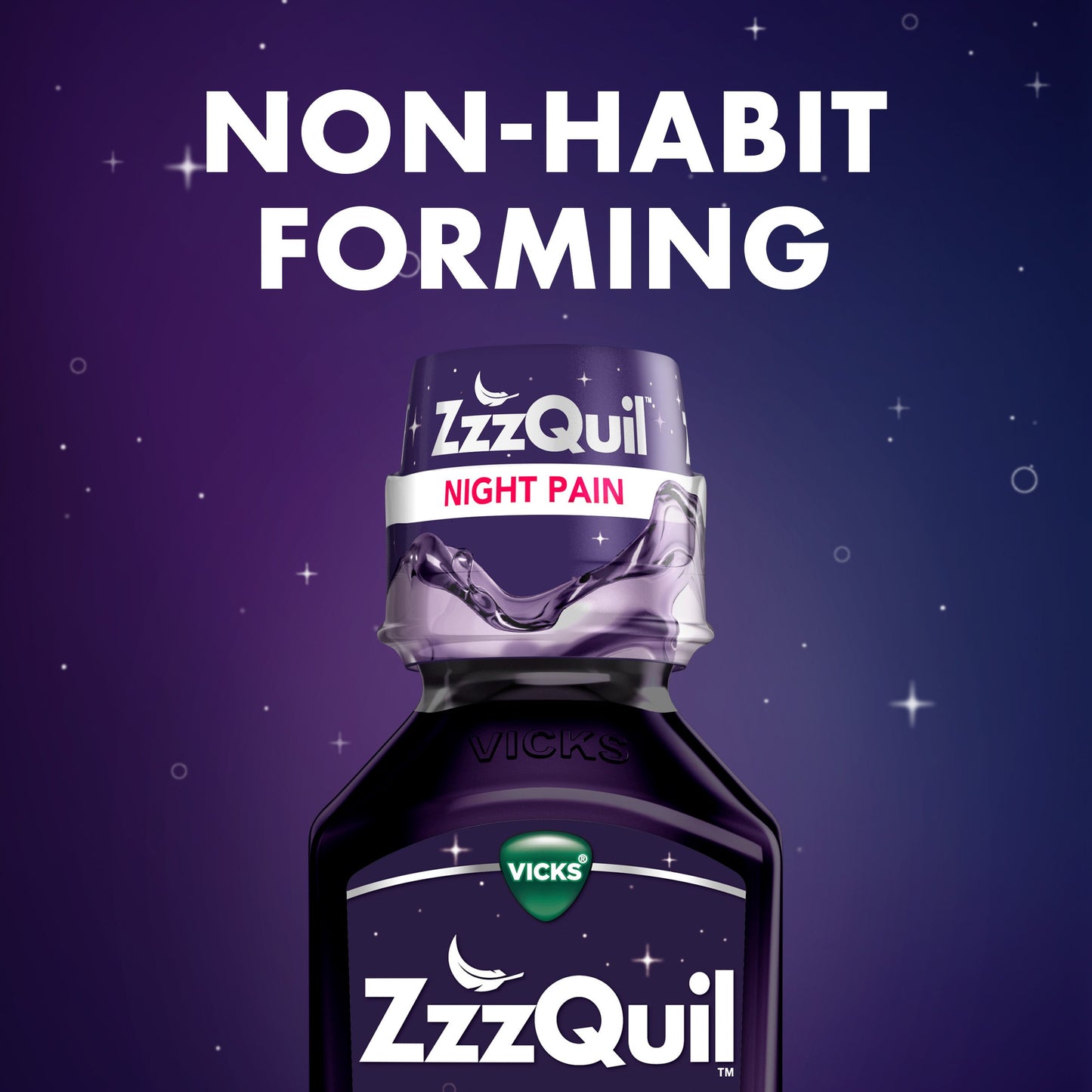 Vicks ZzzQuil Liquid Max Strength Pain Reliever, Nighttime Sleep Aid, Midnight Berry Flavor